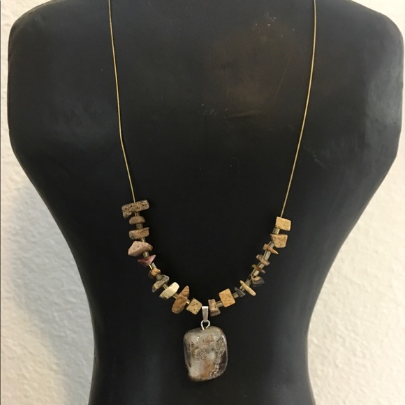 Jasper Gemstone Pendant Necklace NWOT - Picture 2 of 6